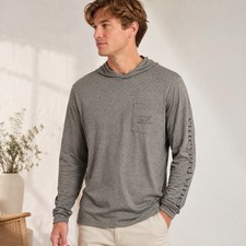 Vineyard Vines Men  s S Edgartown Gray Hooded Long Sleeve Pocket T Shirt Coastal