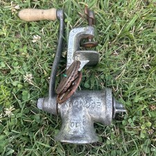 vintage cast iron hand-crank meat grinder and food chopper