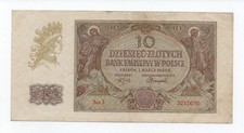 POLAND 10 ZLOTYCH 1940 PICK 94 LOOK SCANS