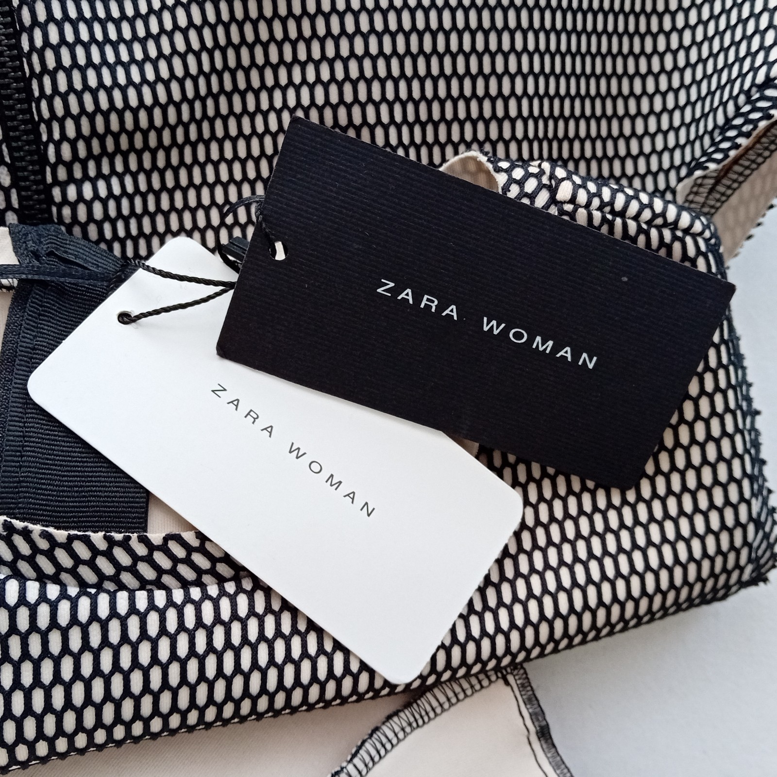 Zara Women's Scuba Net Mesh Fit&Flare Skater Mini Dress Sz L NWT Wedding Events