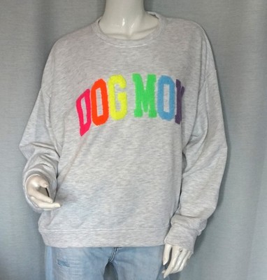 Oversized DOGMOM DOG MOM MUM Sweat Shirt Grau Melange Multicolor 38,40,42,44 Neu