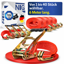 Spanngurt Zurrgurte 6 Meter 5t (2500 / 5000 daN KG)  50 mm, 1-40 Stk. TÜV / GS