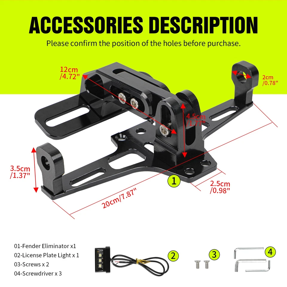 Suporte de placa de licença de motocicleta para Honda VTX 1800 suporte de para-lama com luz LED - Imagem 2 de 4