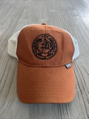 SIMMS Burnt ORANGE Snap Back Fisherman Hat Cap Mesh Adjustable