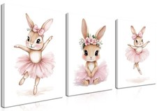 Baby Girl Nursery Wall Decor, Easter Nursery Canvas Wall Art Paintings Set of...