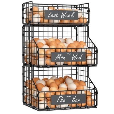 keomaisyto Egg Holder Countertop with Nameplate to Separate Eggs, 3 Tier Stac...