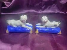 Antique Pair Of German Samson Porcelain - Chelsea Style Pug Dog Figures