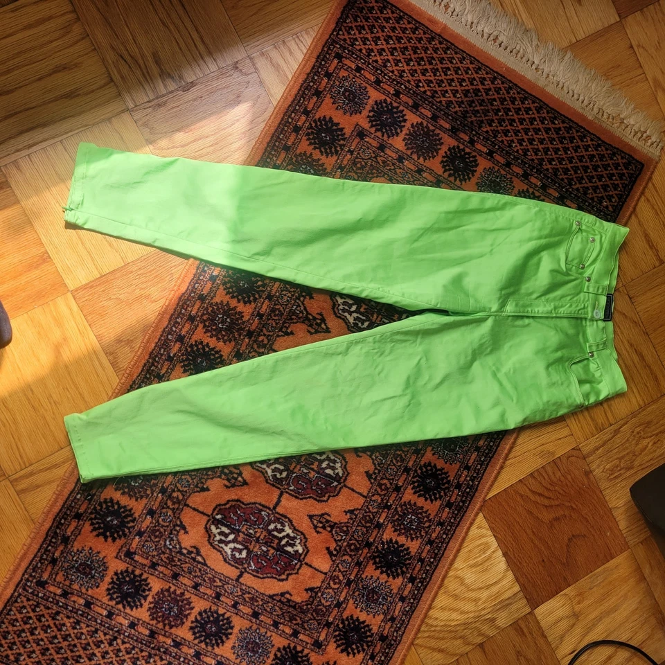 Pantalones De Colección Gianni Versace VERSUS Verde Lima Cintura Alta 28/42 Años 80 Neón Foto 2 de 4