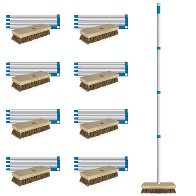 Deck Scrub Brush Broom 9 Pk - 9'' x 3.5'' Wide, Palmyra Bristles - LOLA