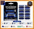 WILKINSON SWORD HYDRO 5 RAZOR BLADES 100% GENUINE MENS REFILL HEADS 4 8 12 OR 16