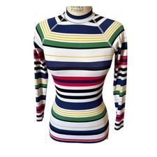 J. Crew Bright Multi Stripe Long Sleeve Swim Rash Guard Size XS XSmall