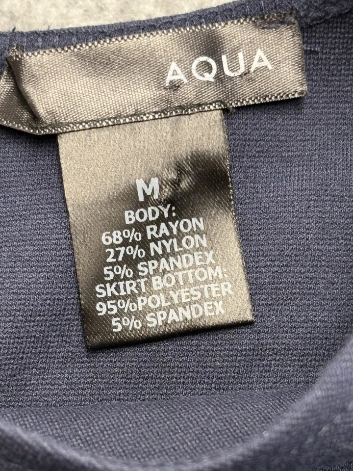 Vestido Aqua Feminino Preto Bainha de Couro Sintético Azul Tamanho M - Imagem 3 de 4