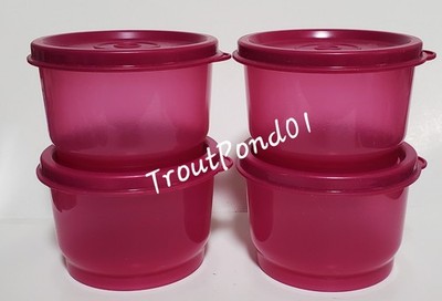 TUPPERWARE Snack Cups Set 4 Lunch Box 4 oz Bowls Wine Burgundy Red / Purple