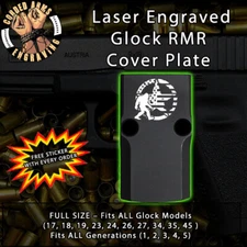 Big Foot w/ Star Flag -  Laser Engraved RMR Cover Plate for Glock 19 17 23