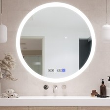 LED Mirror 39" Round Frameless Wall Mount Anti Fog Dimmable Light w Touch Sensor