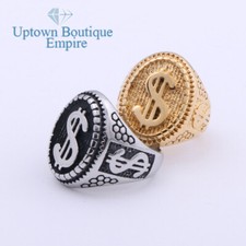 Casino Lucky Money Dollar Sign Men's Stainless Steel Oval Ring Size:8-13 AAJ