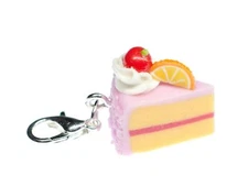 Cake Slice Cake Charm Miniblings Strawberry Pink