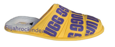 NEW MENS UGG SCUFF GRAPHIC PURPLE YELLOW BAND SLIPPERS US 