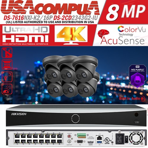Hikvision 4K 16CH 8MP POE AcuSense Security Camera System DS-2CD2343G2-IU Lot - Picture 17 of 22