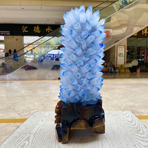 35.16LB eatiful blue Tibetan Ghost phantom Quartz Crystal Cluster Specimen - 第 6/12 張圖片
