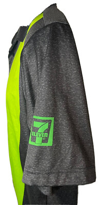 7-ELEVEN 7-11 EMPLOYEE SNAP FRONT SHIRT GREEN AND BLACK STRIPE