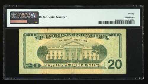 DBR 2004 $20 FRN Chicago Fr. 2090-G PMG VF-20 Radar Serial EG45333354F - Picture 2 of 2