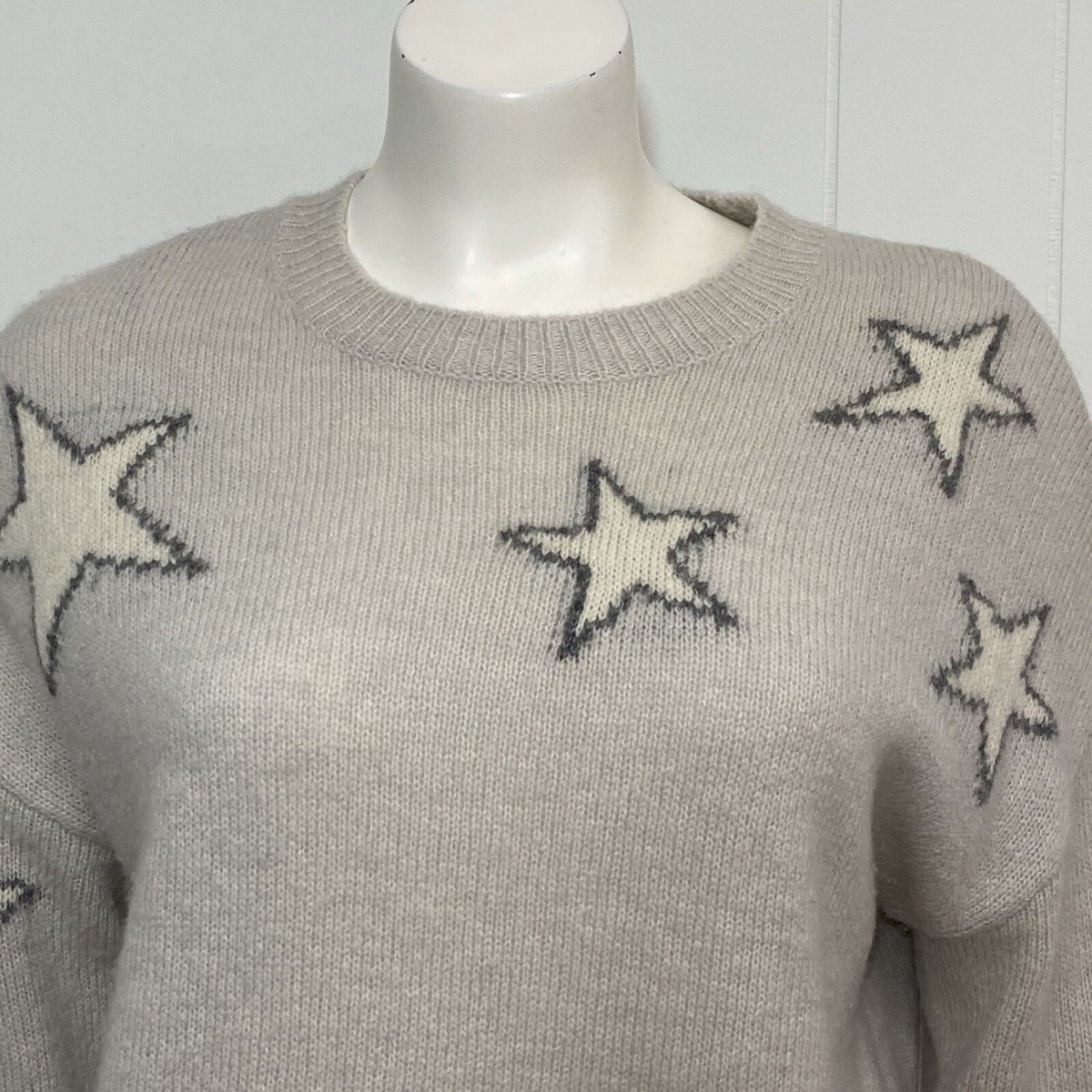 Rails Virgo Sweater Womens XS Gray White Stars Merino Wool
