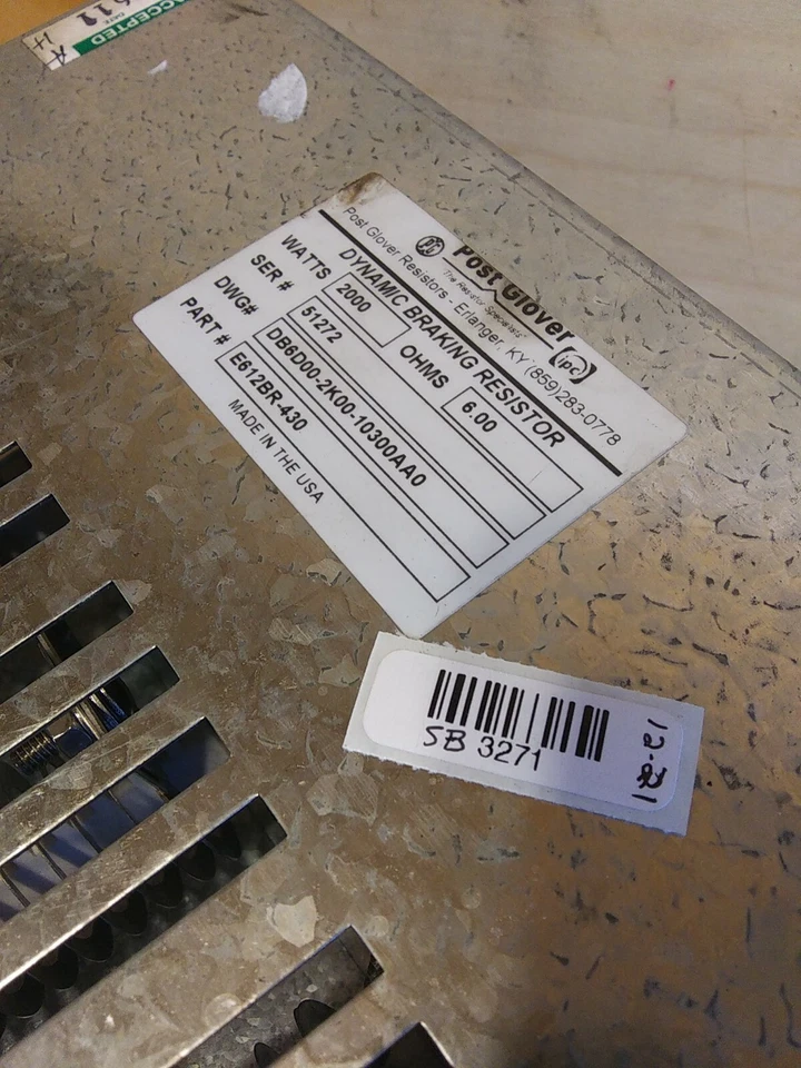 Post Glover E612BR-430 Dynamic Braking Resistor 2000watts  - Image 2 of 4