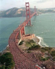 Golden Gate Bridge Crowded With Thousands of People Gorgeous Photo 8x10
