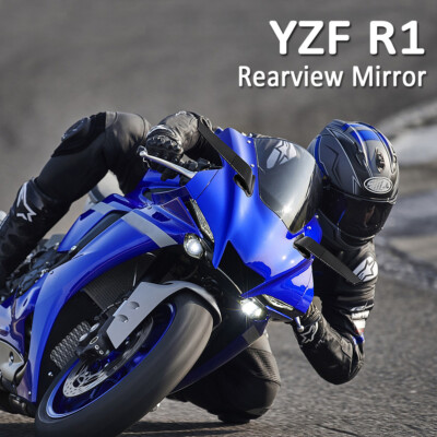 Enlarged Wind Swivel Stealth Wing Rear View Side Mirrors – Fits Yamaha YZF R1 / R1M – Foldable