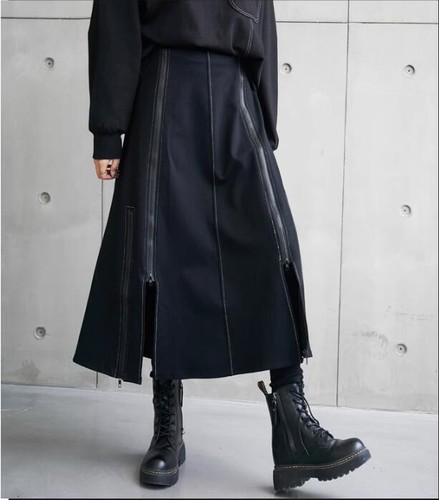 Japanische Damen Street Fashion unregelmäßiger lässiger Reißverschluss hohe Taille Rock Freizeit - Bild 1 von 12