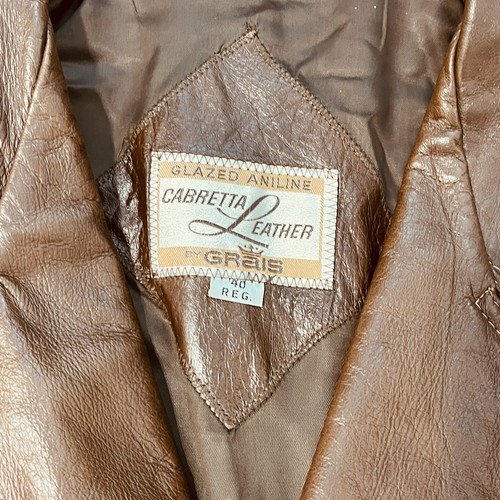 Vintage GRAIS 1970's Cabretta Leather Jacket Coat Men's 40 Regular Brown - Picture 12 of 12