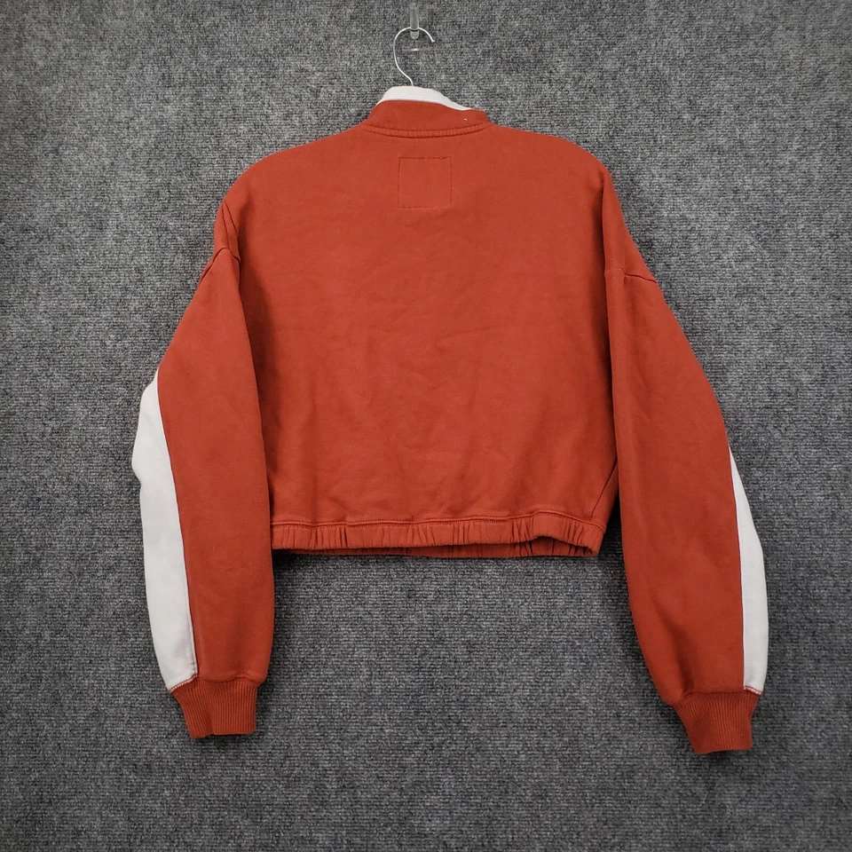 Moletom Hollister Feminino S Pequeno Laranja Pulôver Meio Zíper Color Block Externo - Imagem 2 de 4