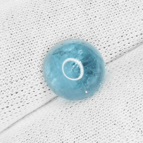 Ultra Hermoso Brillo 10mm Cabina Redonda "Azul Océano" Aguamarina Natural 3.75Cts - Imagen 1 de 2