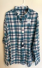 IZOD Long Sleeve Clas Flannel Plaid Ocean Depths Blue Size:2XL New With Tags  