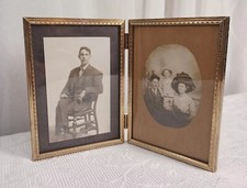 Vintage Gold Metal Double Picture Photo Frame Ornate 5" X 7"