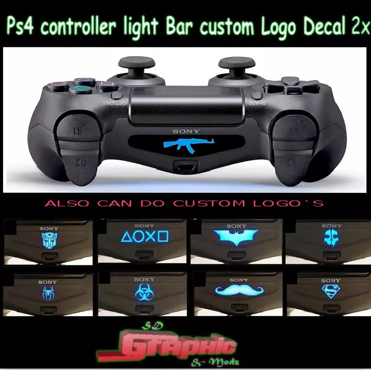 PS4 Controller Light Bar Decal C Personalised Logo 2x also can do