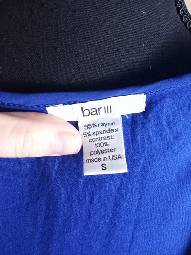 Bar lll Sleeveless Blouse Top Royal Blue, Chiffon Overlay Women's Small - Picture 7 of 8