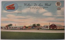 Vintage Postcard Walkers De Luxe Motel Dothan Alabama AA102