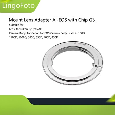 Lens Adapter AI-EOS with Chip G3 for Nikon AI F Lens to for EOS EF Mount Camera