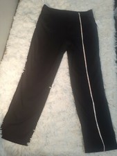 Womens Strechy Knit Trouser Pants Straight Cut Pockets Black Size 14 New
