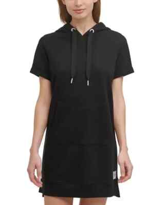 knee length dresses for ladies CALVIN KLEIN Colourblock Hoodie Dress Black – Kizzies