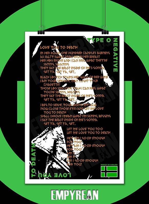 Type O Negative October Rust Love You To Death Lyrics Poster Art
