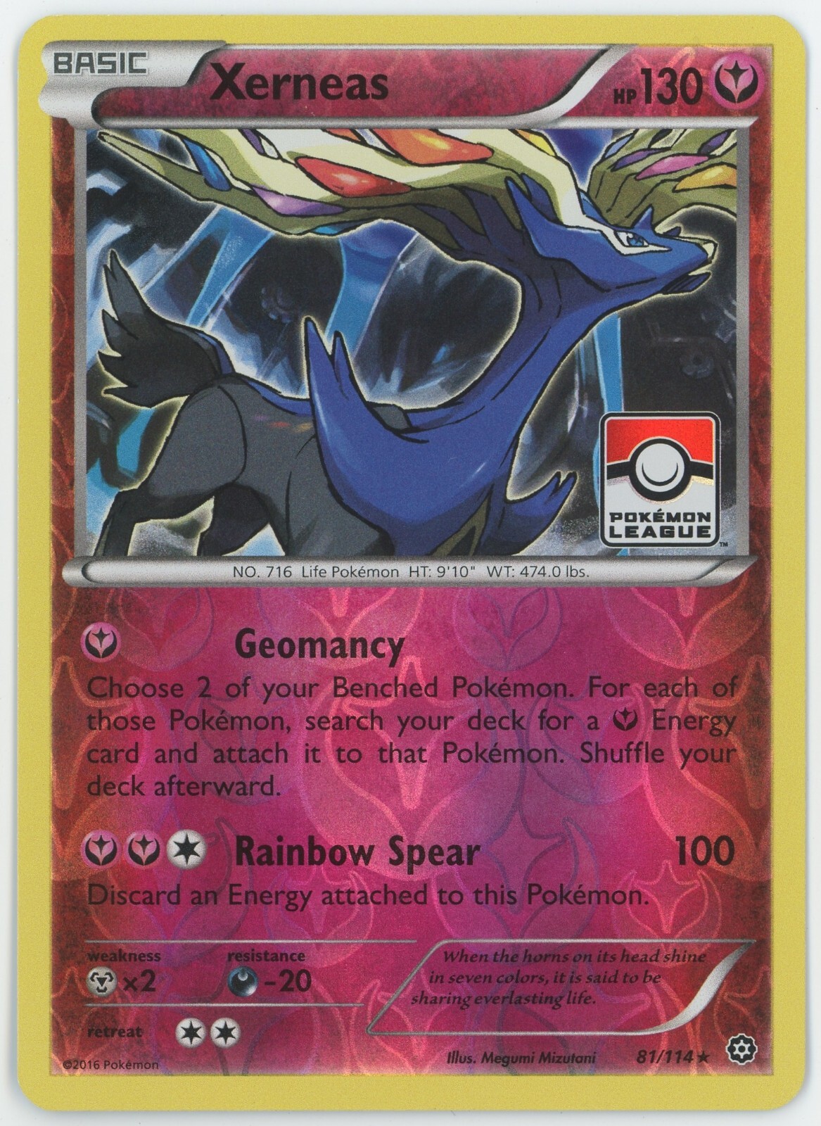 XERNEAS 2016 Pokemon Steam Siege Pokemon League 81/114 - NM