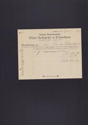 Eisleben, invoice 1908, Otto Scharfe Thuringian cheese factory