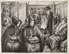 Lydia Cooley Freeman (1906–1996) New York City Subway Lithograph, 1930s WPA Era