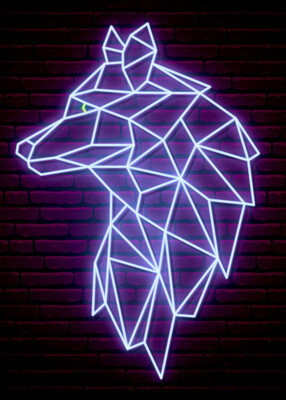 Wolf Star Sign Neon PREMIUM POSTER FILM PRINT HIGH QUALITY Thick paper