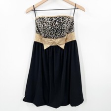 Gunne Sax Vintage Jessica McClintock Party Cocktail Juniors 3 Dress Black Gold