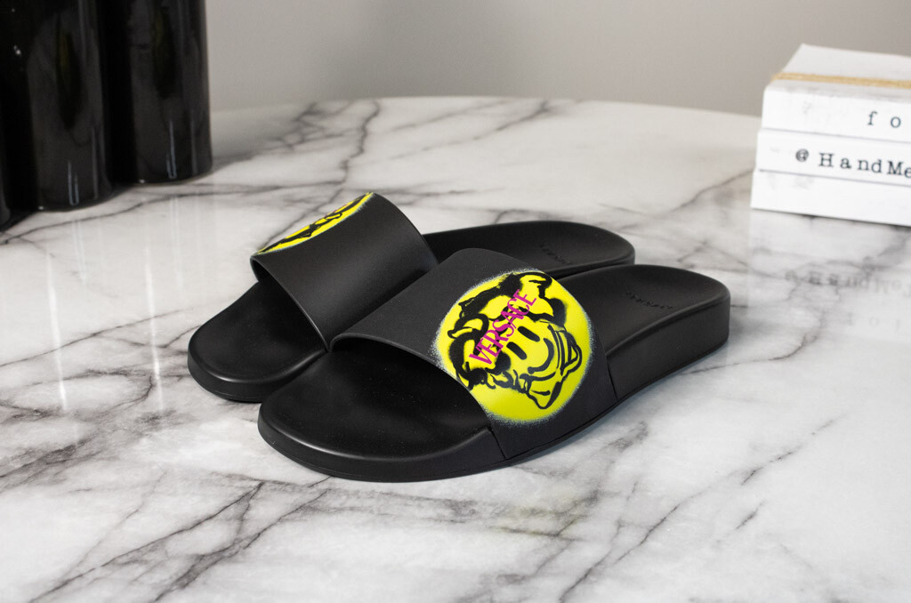 Versace Mens Gomma St. Medusa Smile Black Bright Yellow Pool