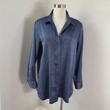 Banana Republic Womens Large Parker Satin Button Up Long Sleeve Shirt Blouse Top